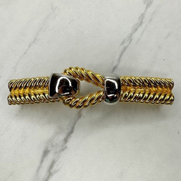 Vintage Gay Boyer Gold Silver Tone 2 Piece Interlocking Belt Buckle ✨ main image 7